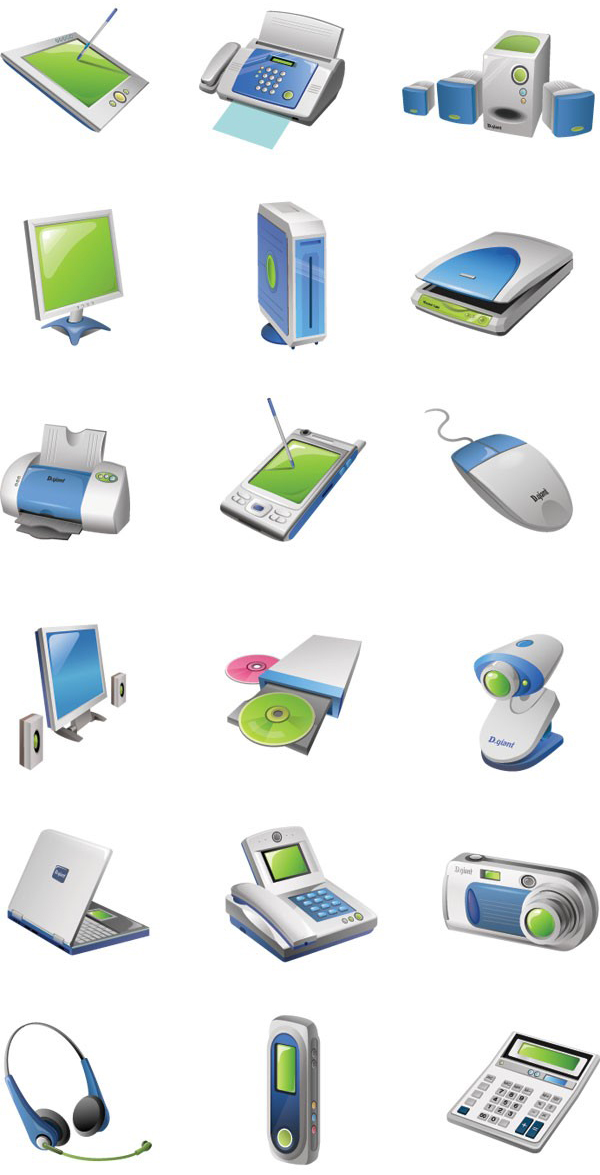 電器與辦公設(shè)備矢量圖標(biāo) 現(xiàn)代辦公設(shè)計(jì)的視覺助手